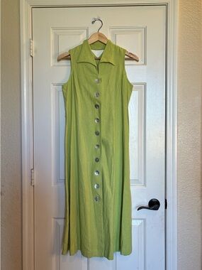 White Stag Sleeveless Lime Green Button-Front Maxi Dress